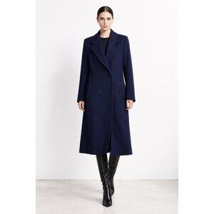 Forecaster of Boston Wool Coat Women Size 6 Navy Long Peacoat Double Breasted